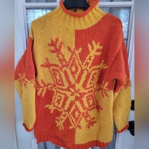 Ugly CHRISTMAS SWEATER  Orange and Yellow Cowl Neck Sweater